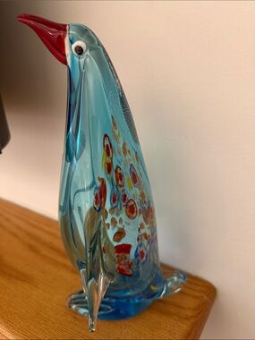 Hand blown Pier 1-of-a-kind art glass penguin figurine
